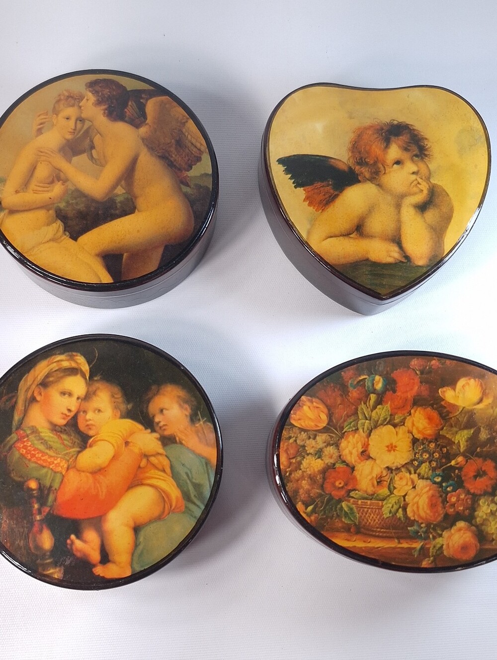 Vintage Trinket Boxes Raphael Cherubs Classical Angel Decorative Keepsakes 4 Pcs